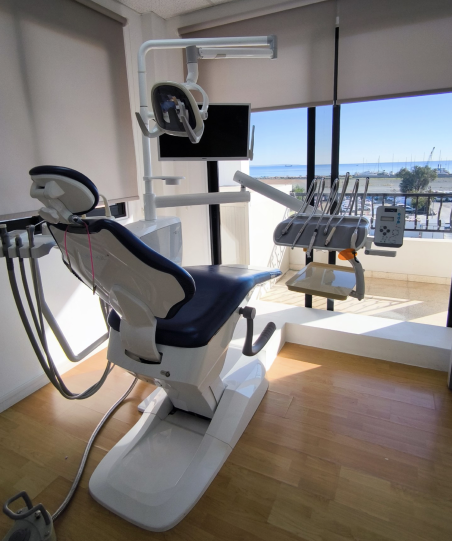 Modern dental chair with sea view